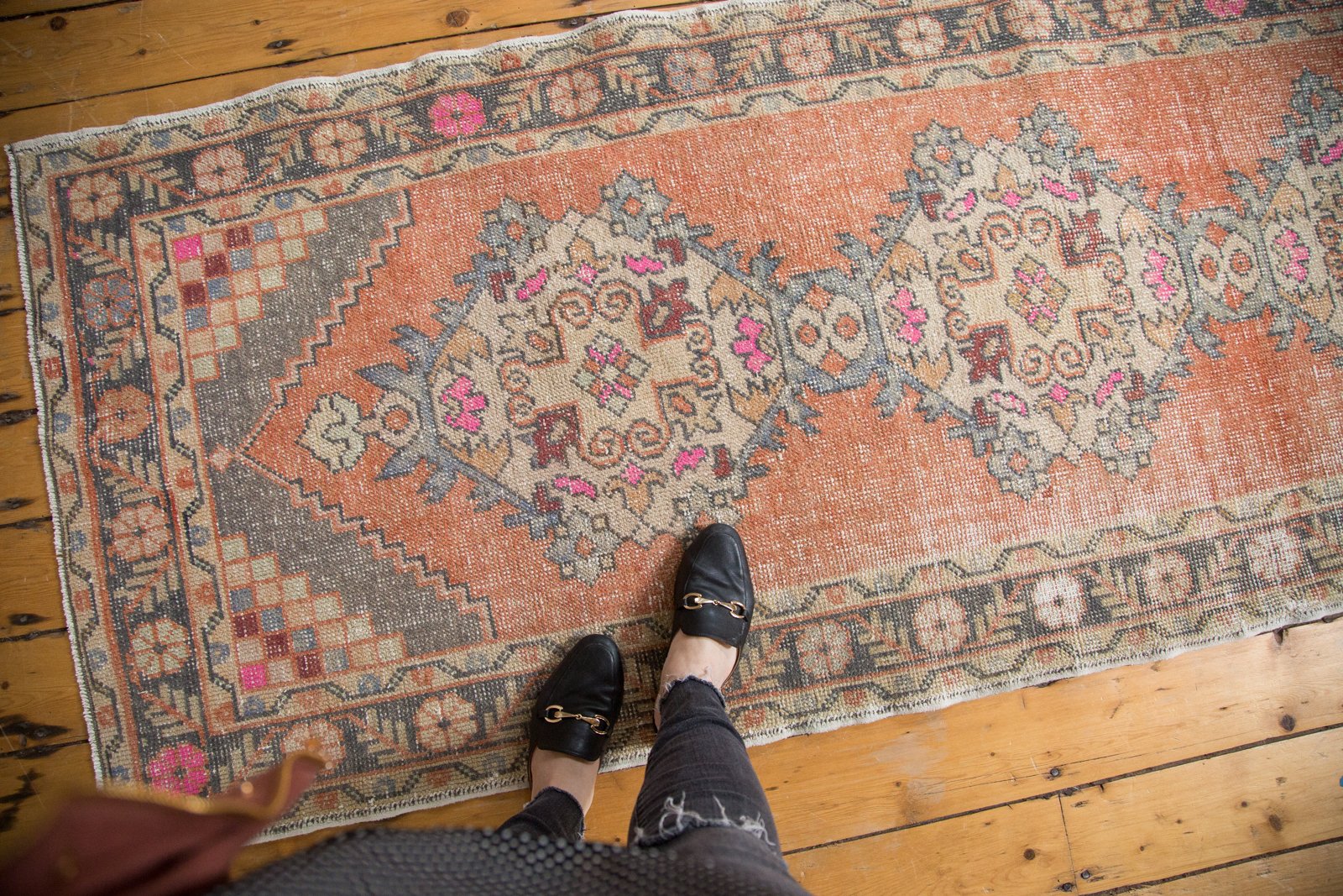 Vintage Distressed Oushak Rug Runner