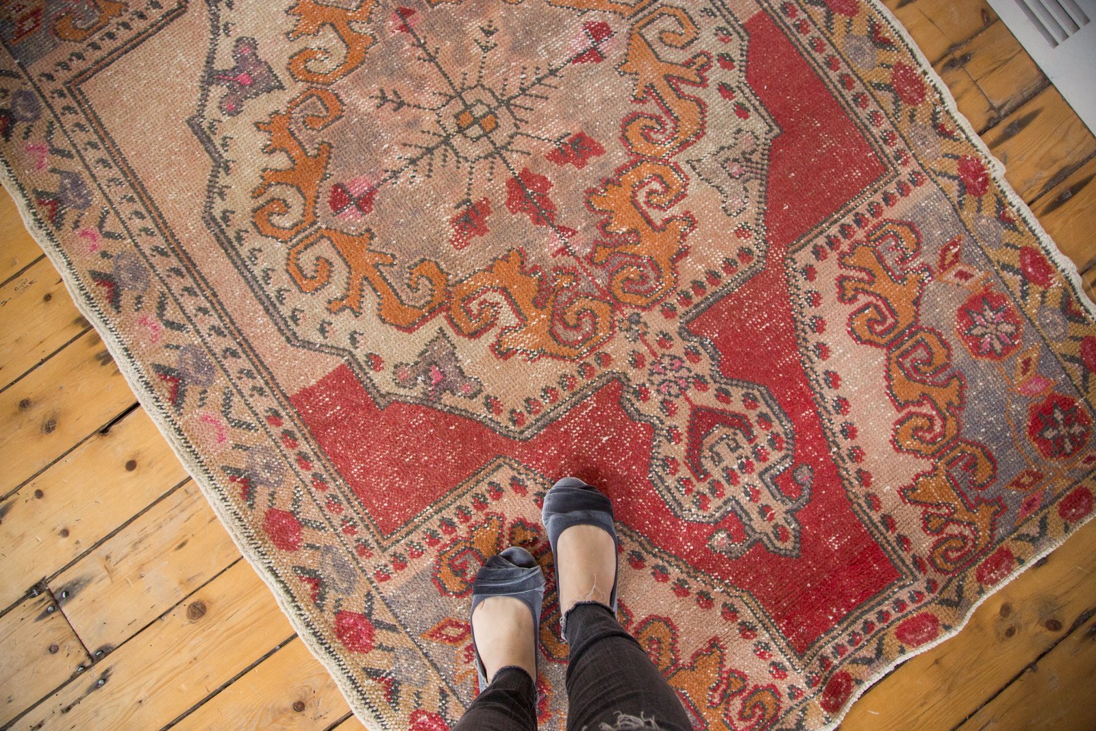 Vintage Distressed Oushak Rug