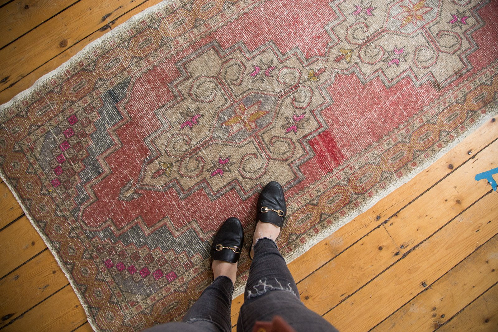 Vintage Distressed Oushak Rug Runner
