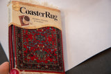 Bijar Deep Red CoasterRug, showcasing intricate allover floral pattern and brand packaging.