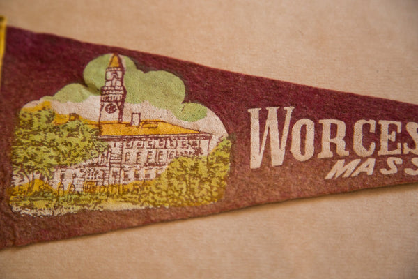 Worchester Mass. Felt Flag Banner Pennant