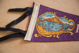 Pittsburgh PA felt flag with black ties, beige trim, and Fort Pitt graphic.