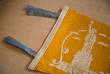 Vintage Statue of Liberty felt pennant with blue ties and cream border.