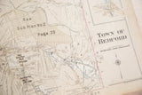 Vintage 1930s Bedford map section with 'Town of Bedford' title, compass, and copyright.