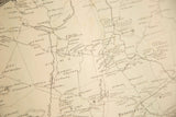 Close-up of antique 1860s Bedford NY atlas map with green hand coloring near Bedford P.O.