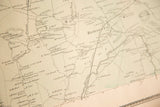Antique 1860s Bedford NY atlas map, featuring fine printing and green hand-coloring.