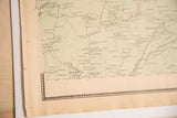 Lower left detail of the antique 1860s Beers Bedford NY map, green hand-coloring and decorative border.