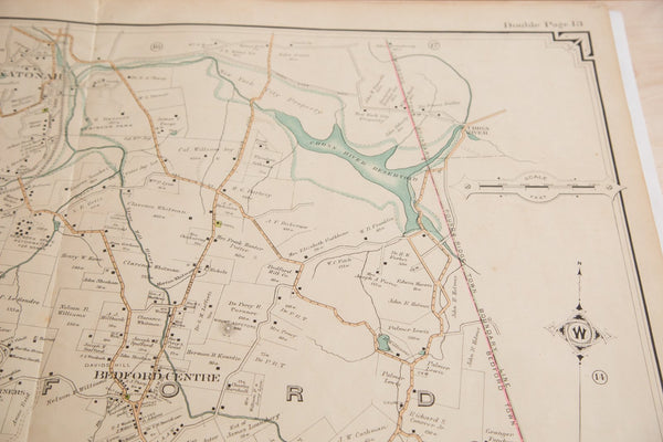Antique Bedford NY Center Map With Katonah