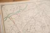 Aged map section detailing Bedford Station, Seccacone Corners, and intricate property lines.