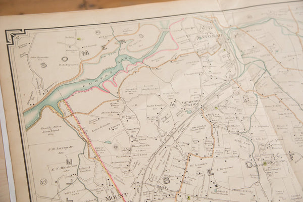 Antique Bedford NY Center Map With Katonah