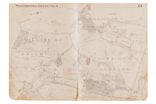 Vintage 1930s Hopkins Map of Briarcliff Manor NY And Ossining