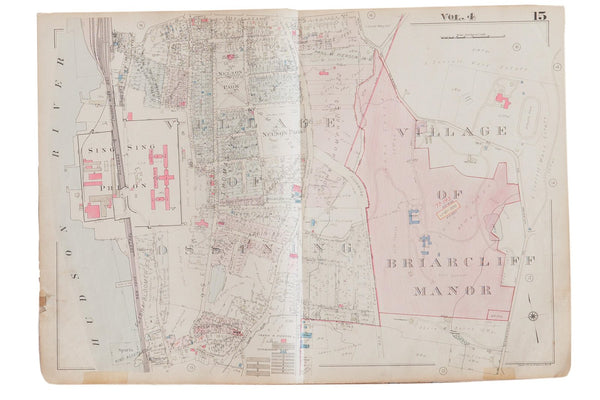 Vintage 1930s Hopkins Map of Briarcliff Manor NY And Ossining Sing Sing Prison
