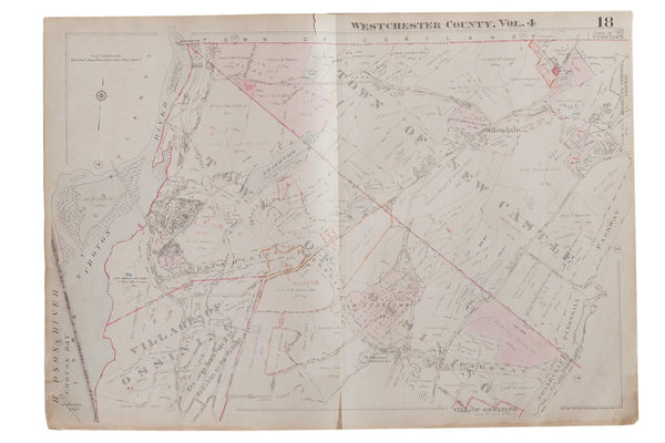 Vintage 1930s Hopkins Map of New Castle And Ossining NY 