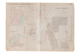 Vintage 1930s Hopkins map of Yorktown Heights on aged paper with pink and blue colored details.