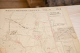 Aged vintage Hopkins map section displaying Yorktown and red notations.