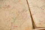 Folded aged section of the 1930s Hopkins Bedford map with handwritten notations.