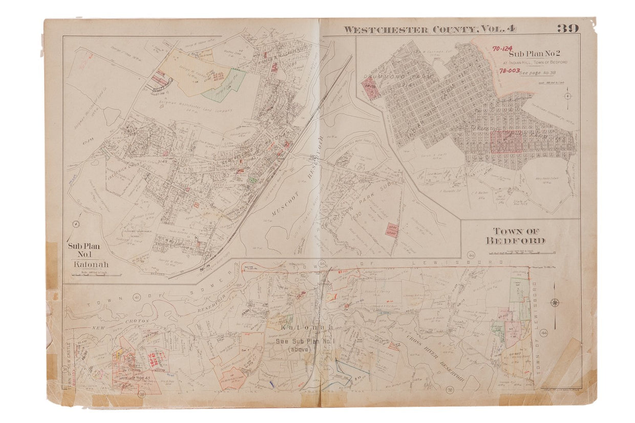 Vintage Hopkins Map of Bedford Katonah Indian Hill