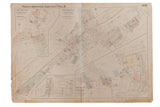 Vintage 1930s Hopkins map of Bedford Hills, New York, aged paper with colored property plots, 34x24.