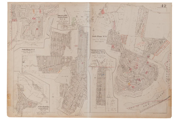 Vintage Hopkins Map of Somers Sub Plans Amawalk Lake Purdys