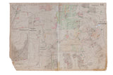 Vintage 1930s Hopkins map with hand-drawn details, various colored sections, and worn edges. 34x24