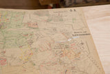 Lewisboro section of the 1930s map, with sub-plans and vibrant red and green notes.