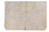 Vintage 1930s Hopkins map of Pound Ridge Lewisboro, aged beige paper with colorful plots and wear.