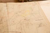 Upper right corner of vintage Hopkins map, aged paper, red notes, and 'Sub-Plan N°1'.