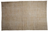 Vintage Distressed Oushak carpet, washed-out texture, ivory, beige, and brown tones, 5'3