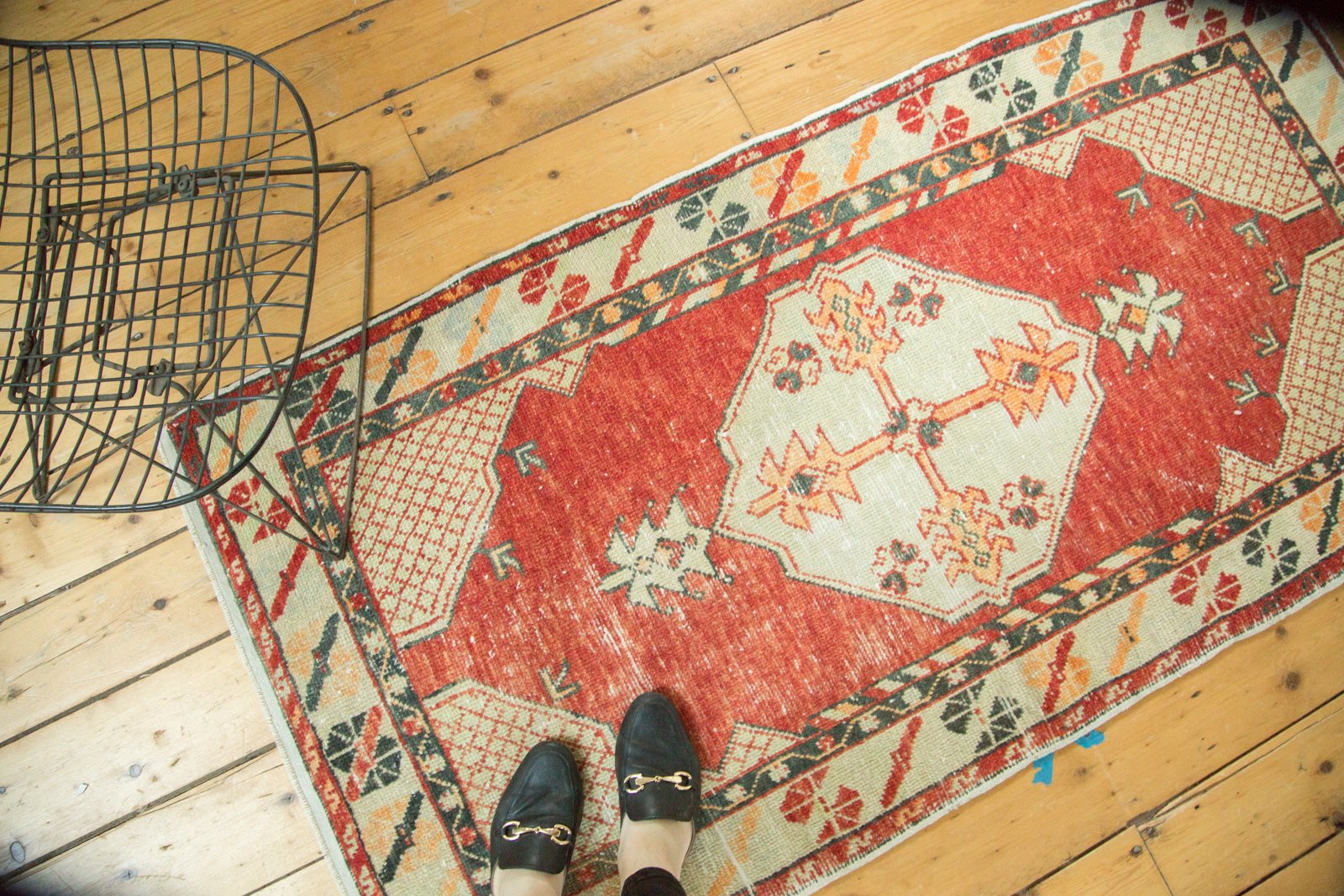  Vintage Distressed Oushak Rug / Item 4736 image 2