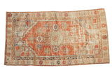 Distressed Oushak rug with diamond medallion, floral motifs, brick red, ivory, 2'5