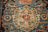 Antique Malayer rug: scalloped European medallion, intricate Herati motif, and visible foundation.