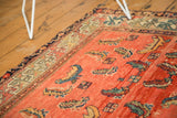 Abrashed rose field with varying Herati/Mahi motifs on antique Hamadan rug.