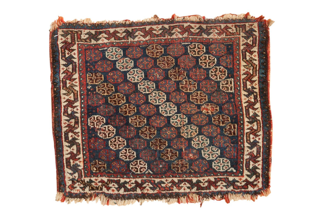 Antique Afshar Bag Face Square Rug Mat