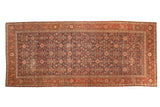 Antique Malayer runner with classic Herati and diamond patterns in navy, madder red, ivory. 6'8
