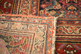 Hand-knotted foundation of the antique Malayer rug, showing wool warps, cotton wefts, and overcast edge.