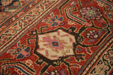 Antique Persian Malayer rug, traditional Herati motif, diamond panel, madder red and ivory.