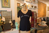 Black women's v-neck t-shirt with 