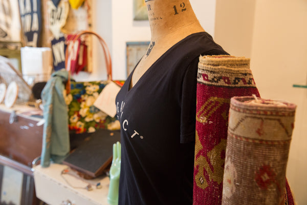 Women's Black Block Letter V-Neck T-Shirt // ONH Item 4794 // Image 6