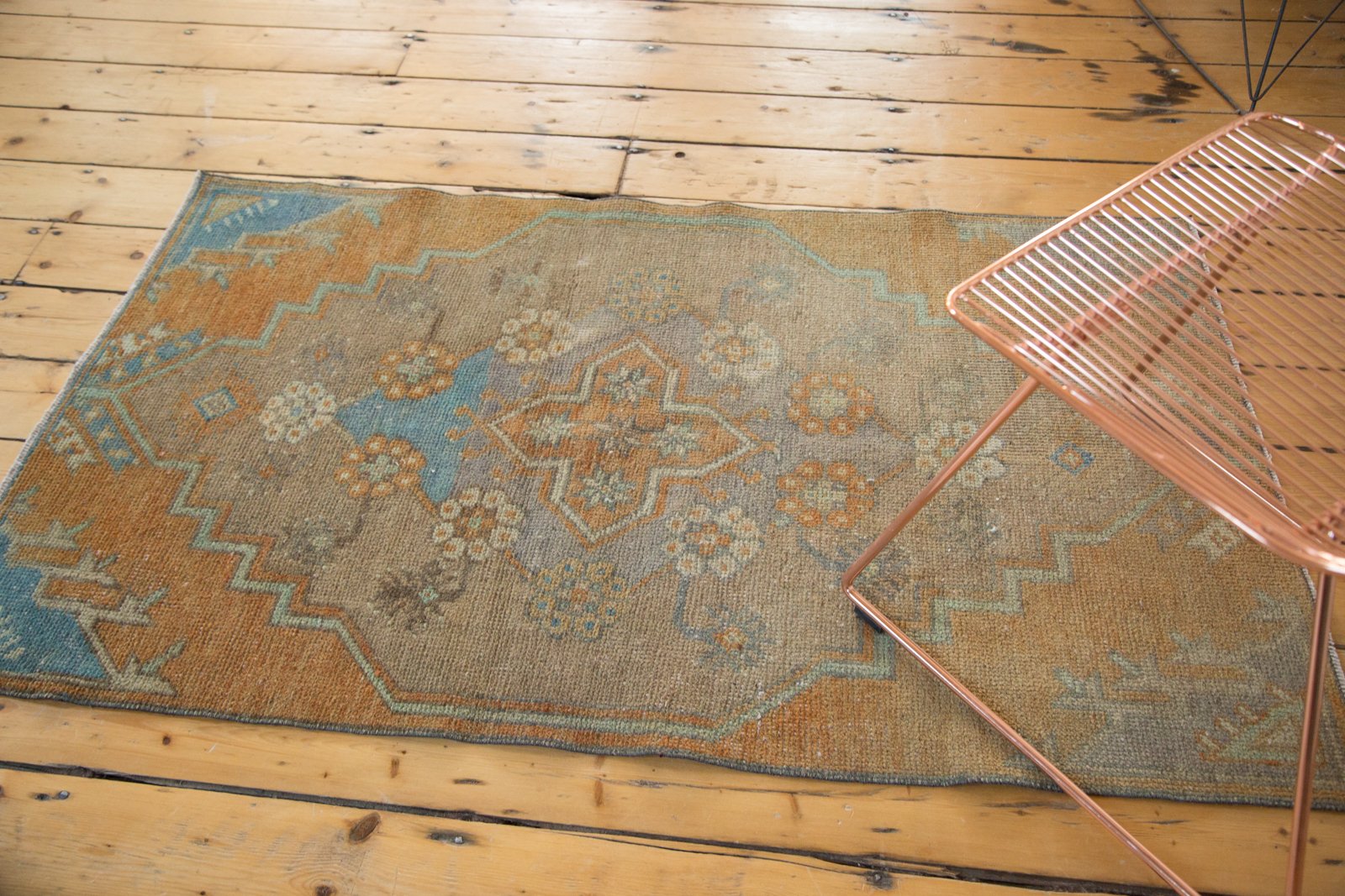 Vintage Distressed Oushak Rug Fragment