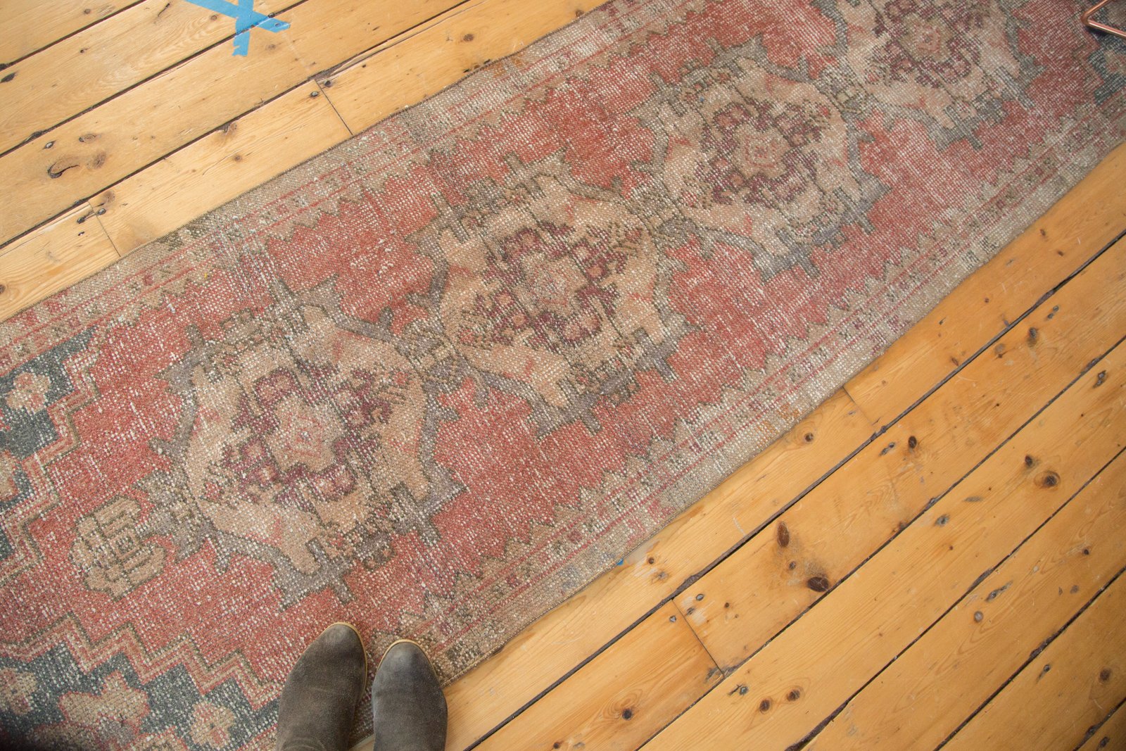 Vintage Distressed Oushak Rug Runner