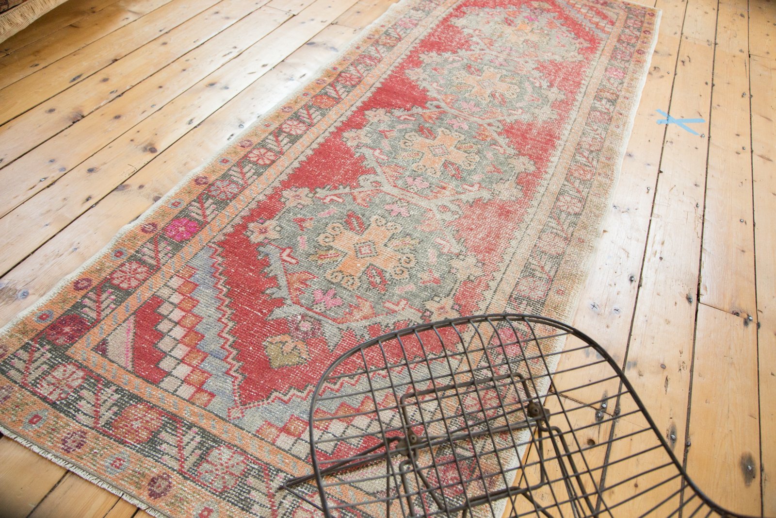 Vintage Distressed Oushak Rug Runner