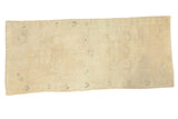 Vintage Oushak runner with subtle ivory and platinum tones, double medallions, and playful pinwheel motifs, 4'4