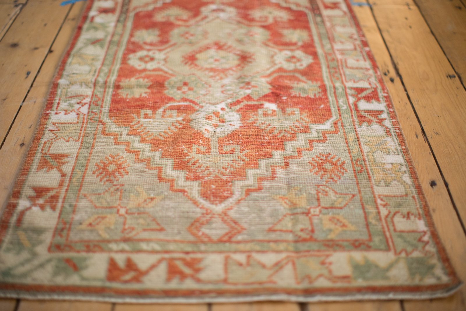 Vintage Distressed Oushak Prayer Rug Runner