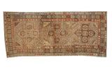 Vintage Distressed Anatolian runner, triple geometric medallions in earth tones. 4'7