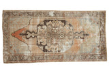 Distressed Oushak runner, large medallion, abrash, slate blue, charcoal, 4x8.5.