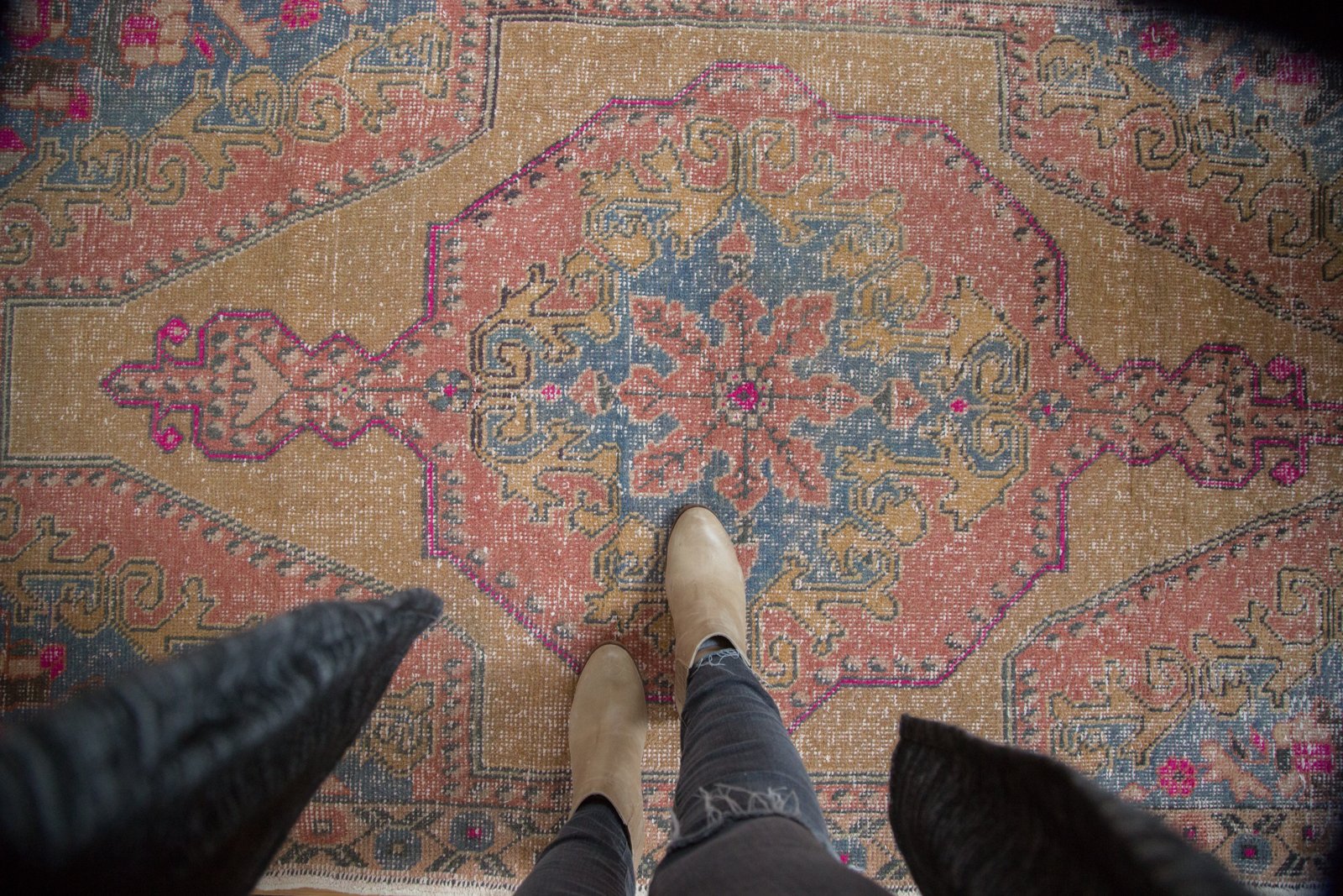 Vintage Distressed Oushak Rug