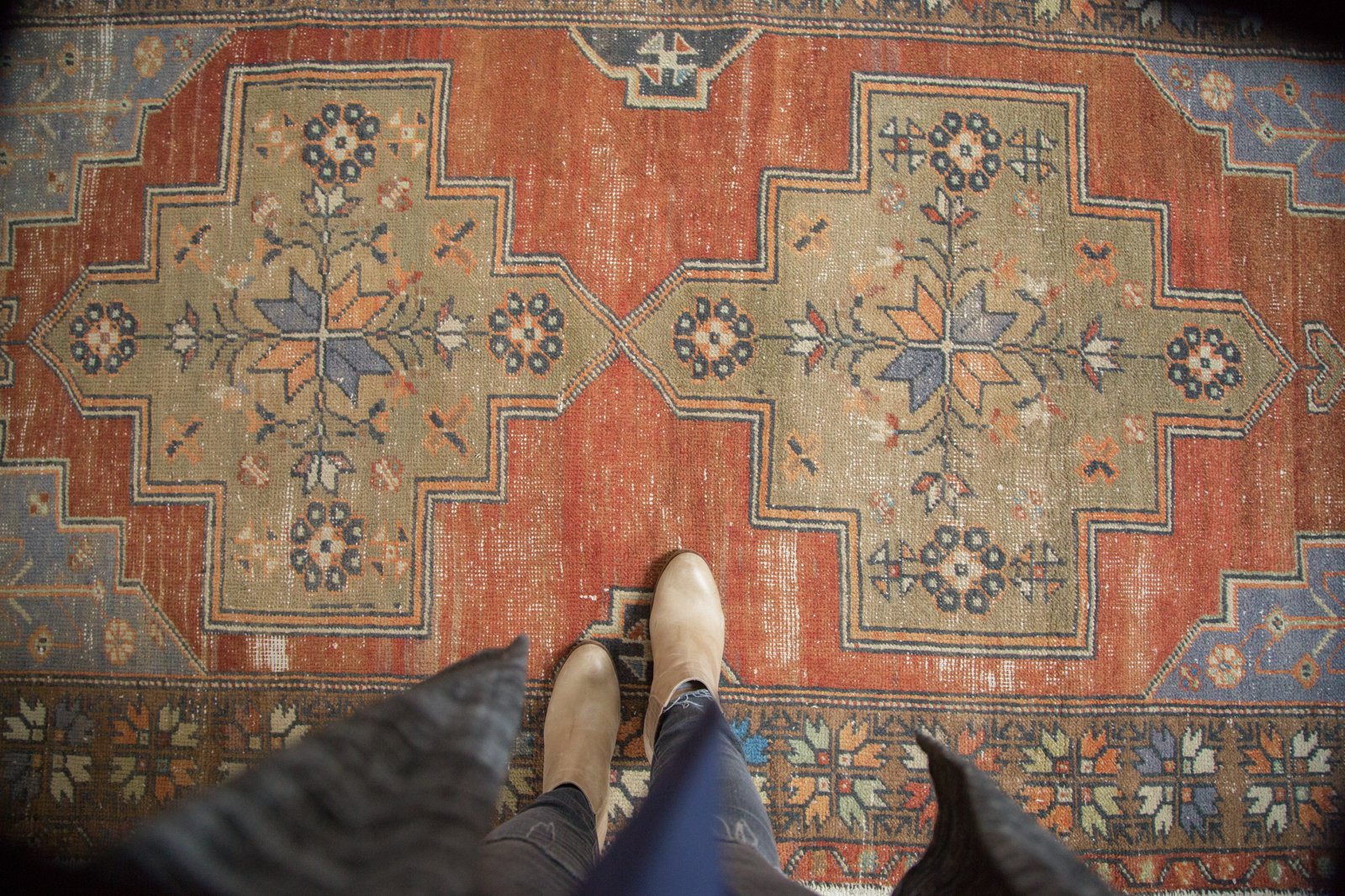 Vintage Distressed Oushak Rug Runner