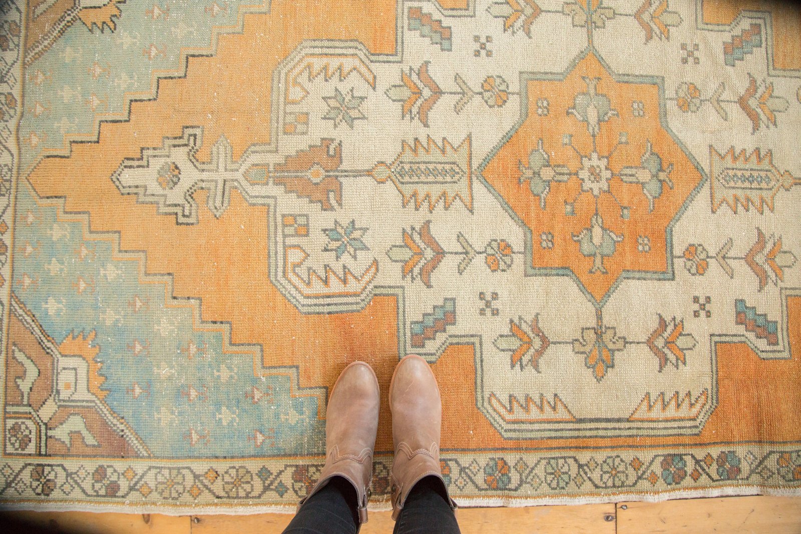 Vintage Distressed Oushak Rug