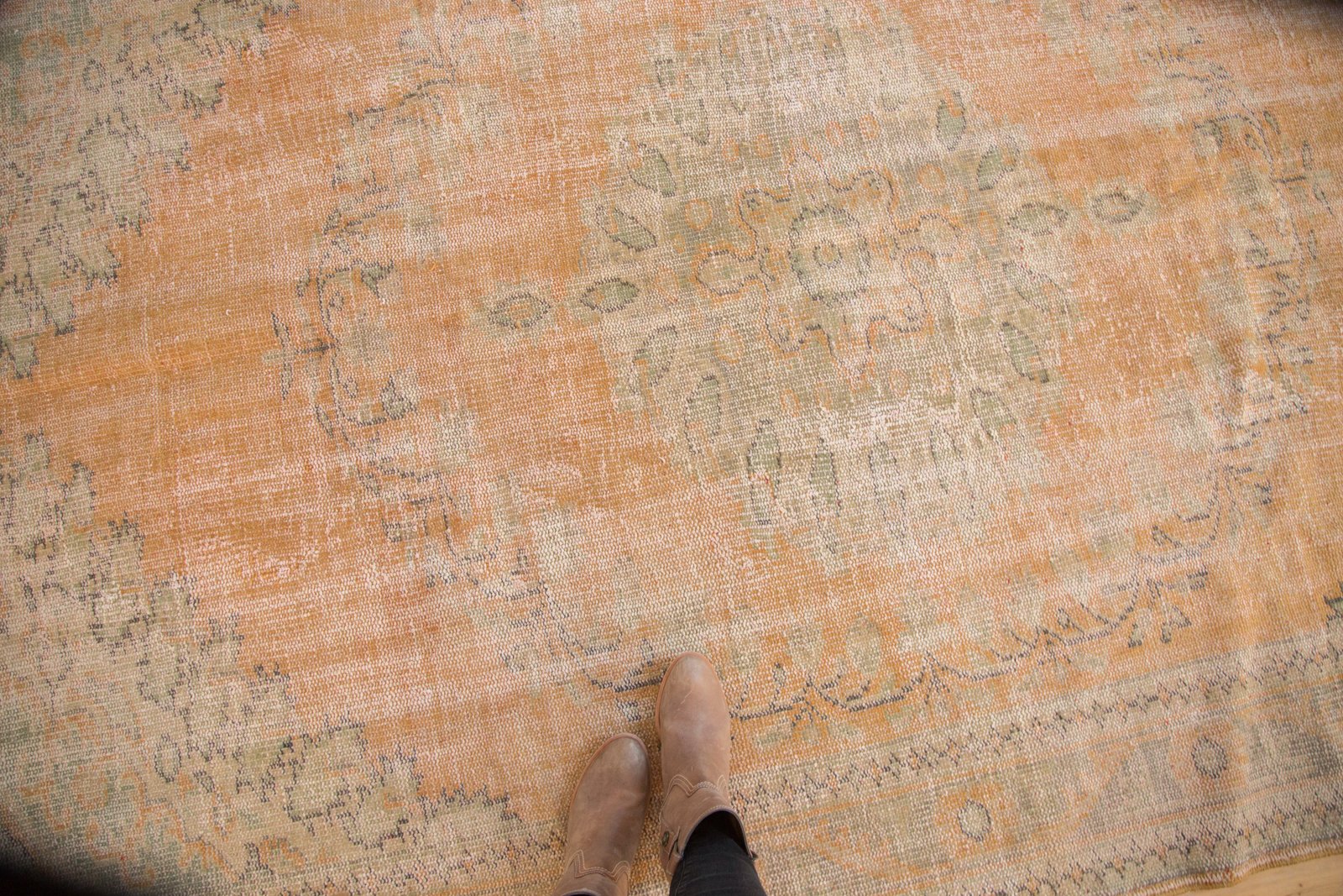 Vintage Distressed Oushak Carpet
