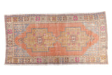 Distressed Oushak carpet, double floral medallions, soft apricot and muted grey, 4'5